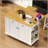 48Inch Large Kitchen Island With 2 Bar Stools, Power Outlet, Door Internal Storage Rack, Kitchen Storage Cart On 5 Wheels With Drop Leaf, 5 Open Side Racks, 2 Drawers,For Kitchen,Dining Room-612775957