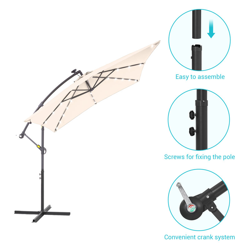 Parasol de marché carré lumineux 8 pi 2 po Moncerath, Beige