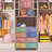 Sorbus 6 Drawers Dresser with Steel Frame, Wood Top, Fabric Bins in Rainbow Pastel