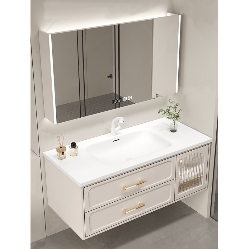 French cream style rest room bathroom cabinet, 47" 