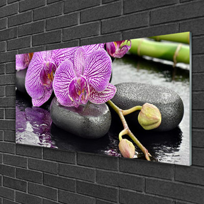 Flower Stones Floral - No Frame Print on Glass