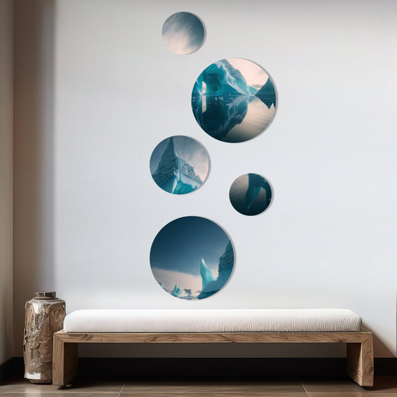 Ensemble de 5 décorations murales majestueuses flottantes nord-américaines Iceberg III