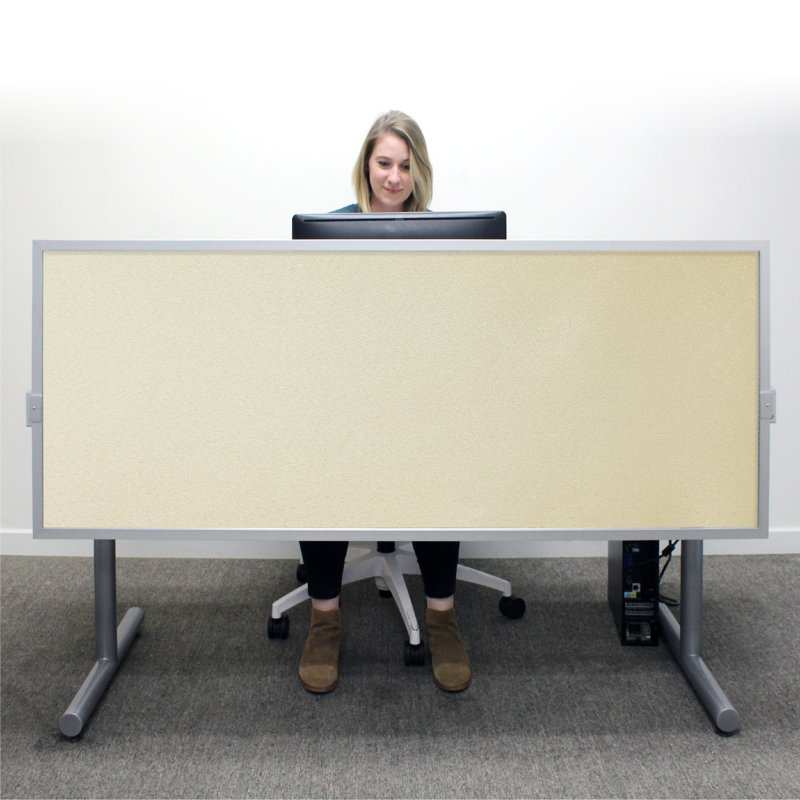 Panneau d'intimité à écran divisé acoustique, Naturel / naturel, Aluminium, 30" H x 36" lx 0.63" d