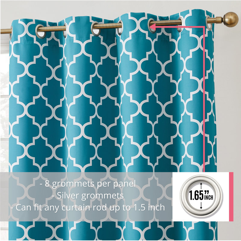 Alexuis Blackout Curtain Pair, Teal Blue, 52" W x 84" L