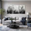 «Black and White Thistle and Queen Anne's Lace», ensemble de 3 toiles murales-1261181358