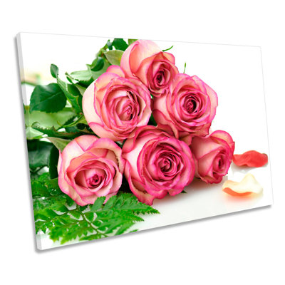 Pink Rose Flowers Bouquet - Wrapped Canvas Print