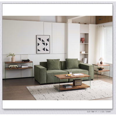 MDF Console Table With Walnut Tempered Glass, Spacious And Stylish Entryway Or Home Office Furniture