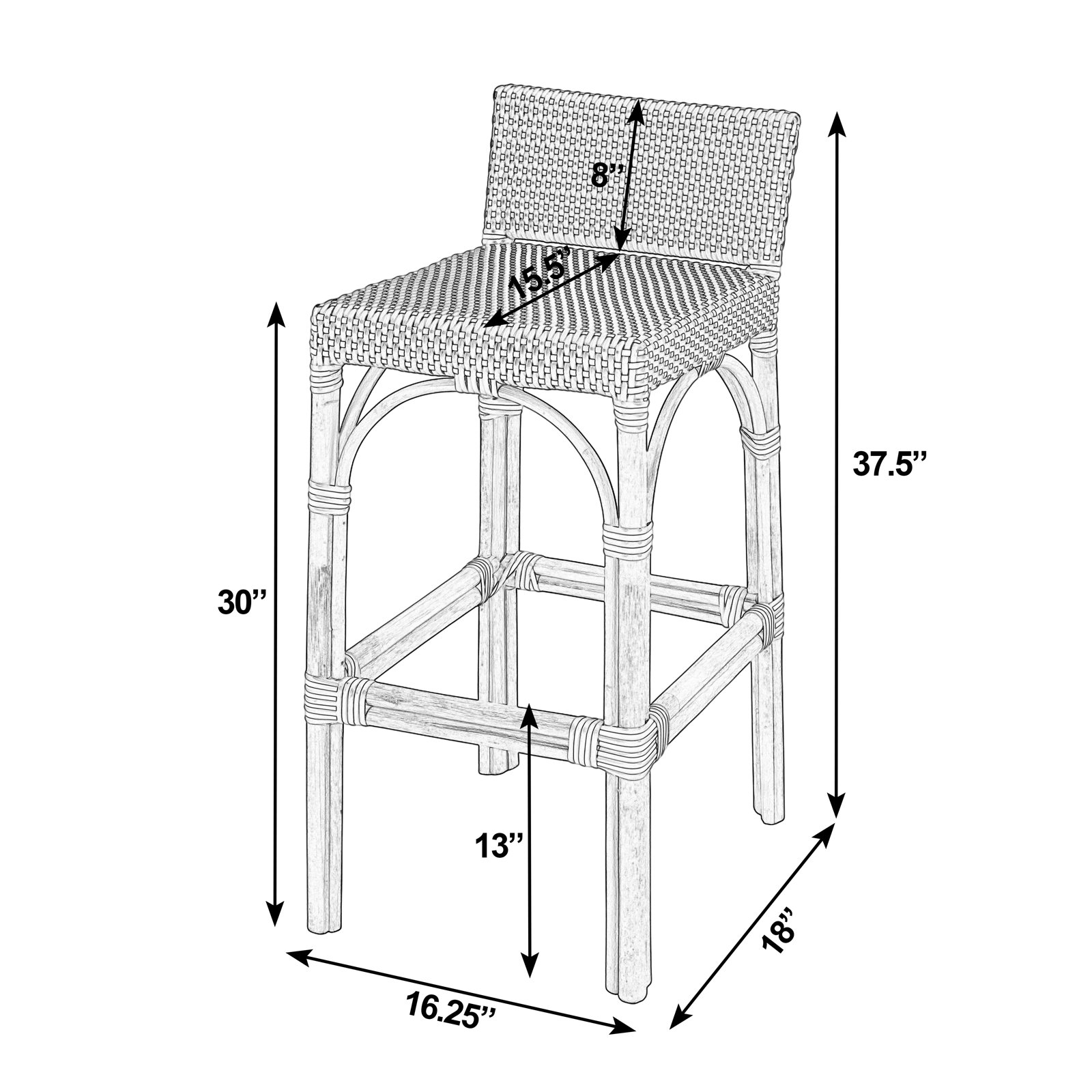 Estella Counter Stool, White/Blue Dot, Bar Stool (30" Seat Height)
