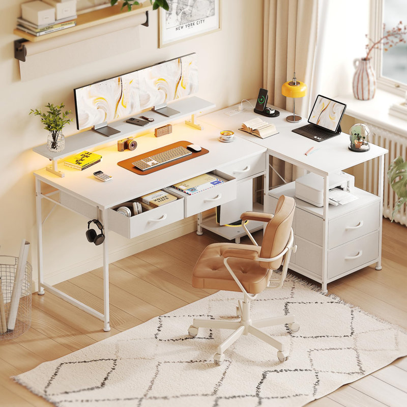 Metal Base Computer Desk, White
