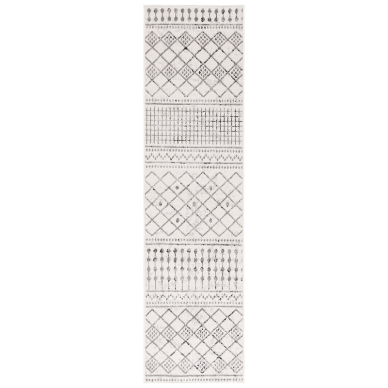 Lapanne Temple Bcf/Jute/Latex/Overlock Southwestern Rug in Ivory/Grey, Runner 2'2" x 8'