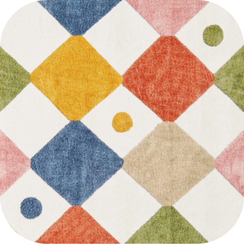 Colorful Diamond for Kids Washable Non-slip Rug Circus on Cream, Rectangle 2' x 3', Argyle Circus