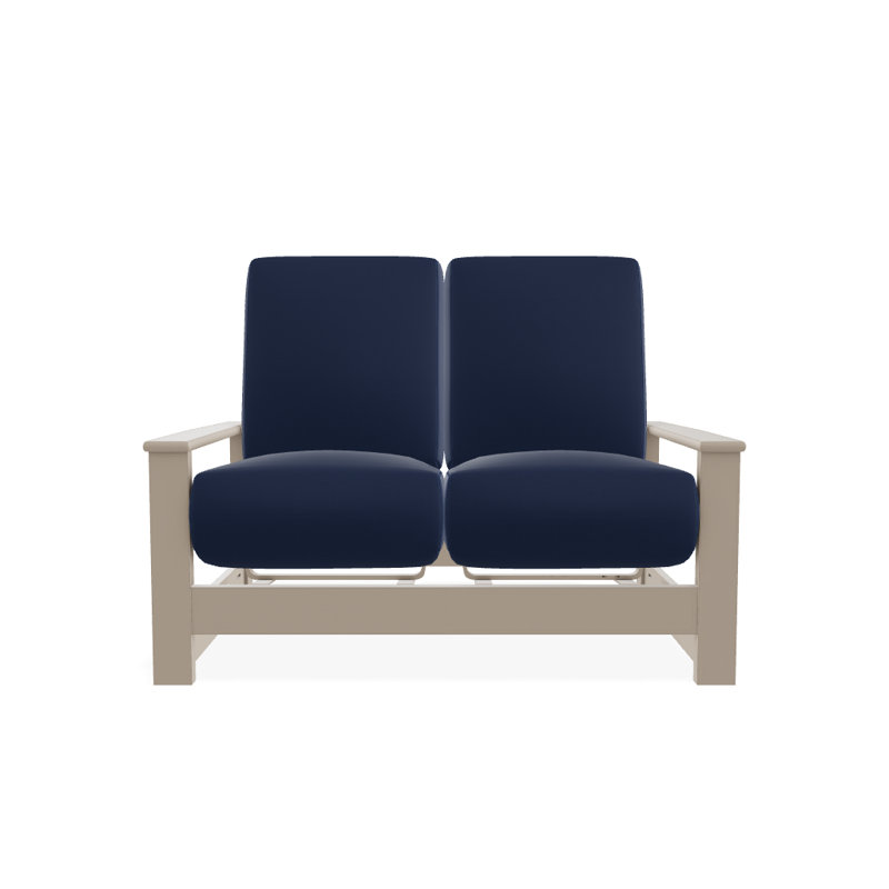 Leeward 56.5'' Wide Loveseat with Cushions, Desert, Canvas Navy Sunbrella® Canvas