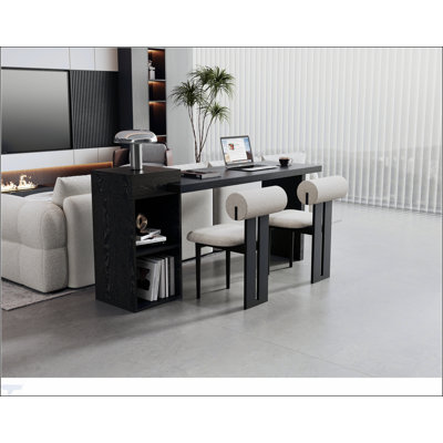 Modern Wood Grain Sofa Side Table - MDF Multipurpose Entryway Console with 2-Tier Open Storage Shelves for Living Room, Hallway, Bedroom