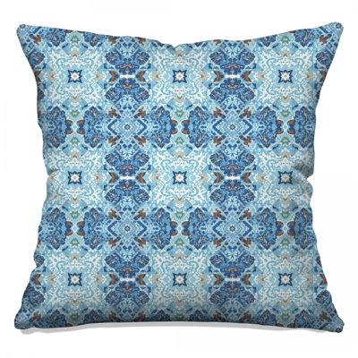 Blue Geometric Kaleidoscope Double Sided Throw Pillows
