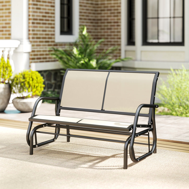  Banc de patio double pouvant servir de causeuse avec structure en acier thermolaqué pour la cour, le jardin ou le porche Veronica
