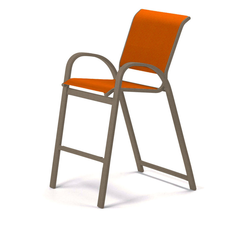 Tabouret de bar Holna, Toile Sunbrella® tangerine, Désert texturé