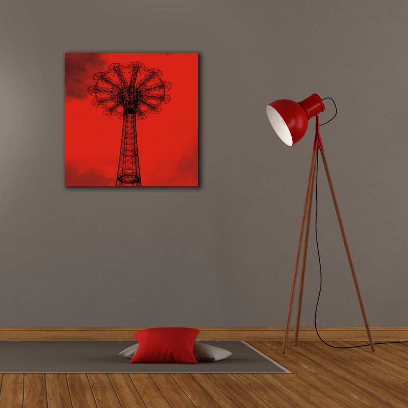 «Red Parachute Jump» par Erin Clark, art mural sur toile, H 26 po x l 26 po x P 1,5 po