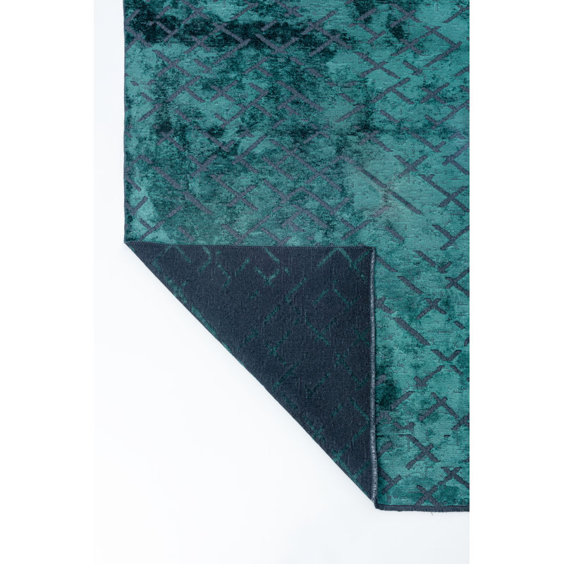 Rapture Teal Abstract Luxury Area Rug, Rectangle 7'10" x 11'2", Green Teal