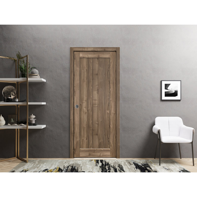 Portes à panneaux coulissantes à panneaux Quadro, 18 po x 80 po, Noyer