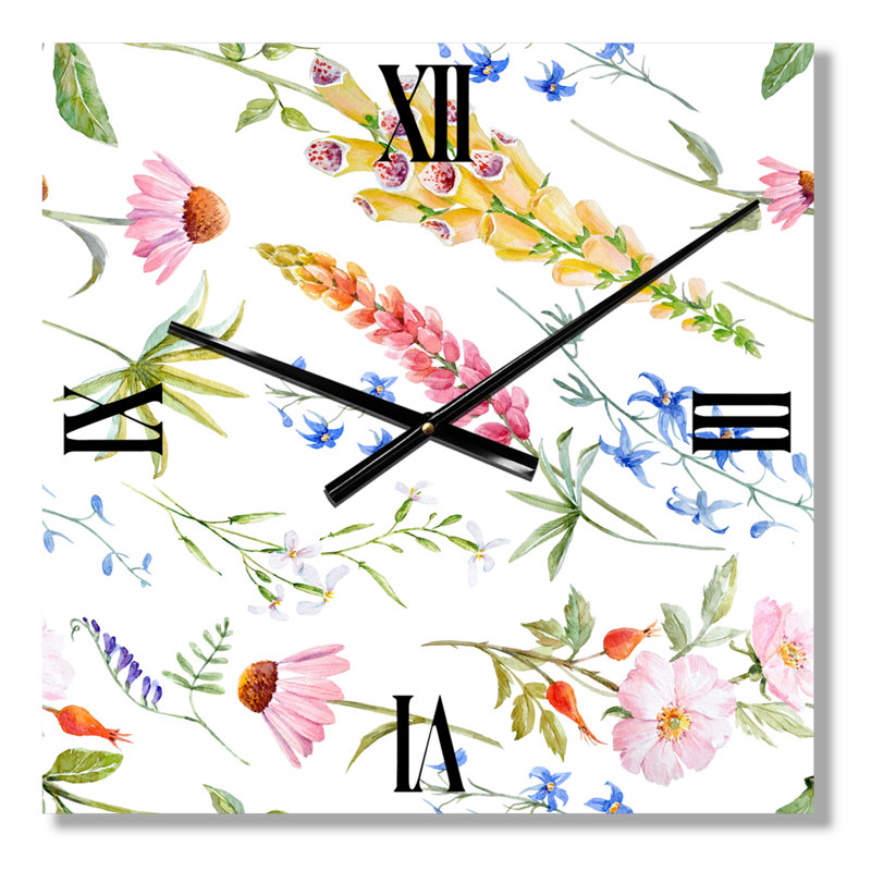 Horloge murale Vibrant Summer Wildflowers I, Médium