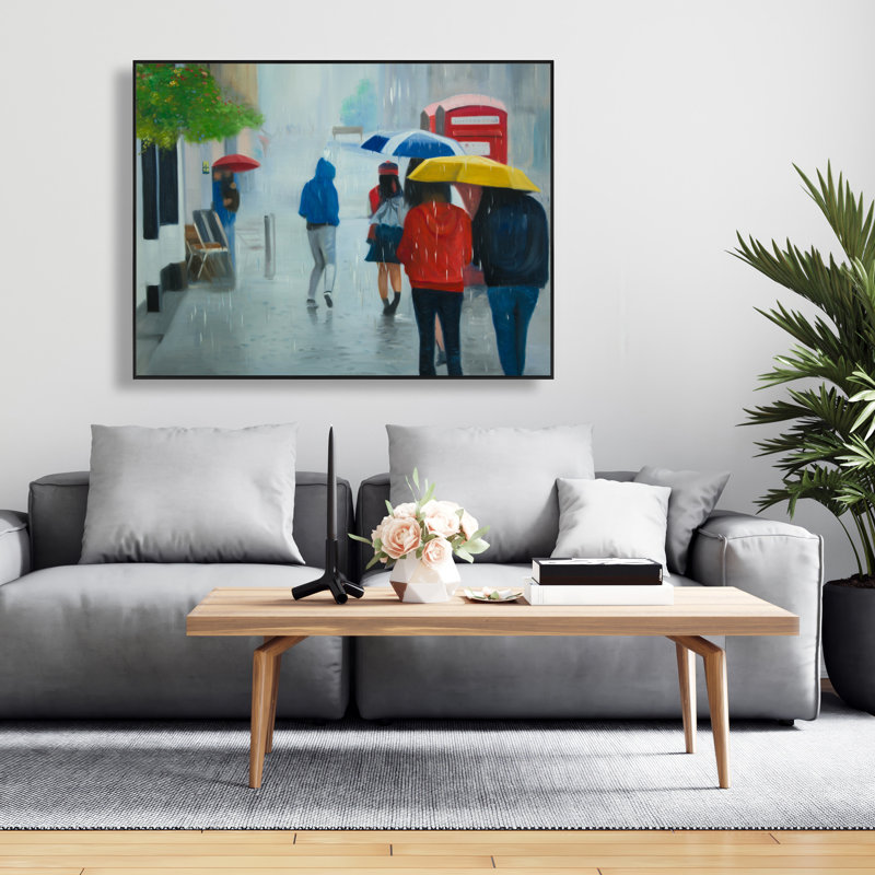 «People Walking Under Umbrella - Rainy Day», art sur toile