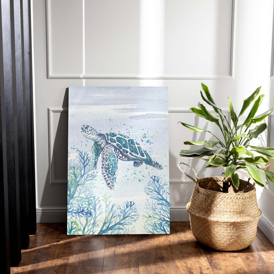 Vintage Ocean Beach Summer Sea Turtle Canvas Wall Art Prints Decor For Coastal House Home Bedroom Living Room Bathroom Office,Marine Life Themed Paint