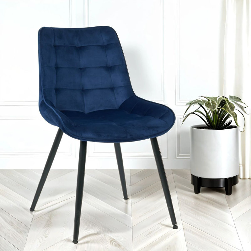 Velvita Luxury Velvet With Legs Dining Chair, Black, Blue, 6