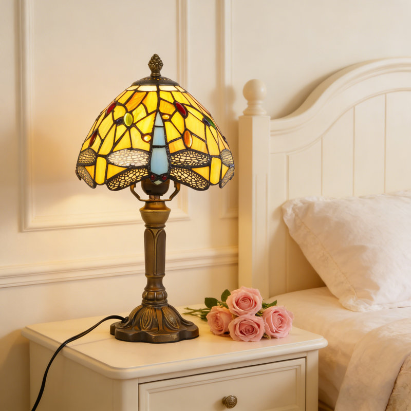 Lampe de table rétro en verre coloré Tiffany