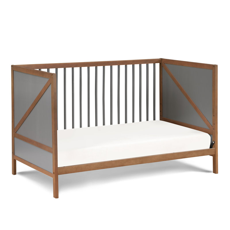 Pixie Zen 3In1 Crib In Walnut/Charcoal, Walnut/Gray