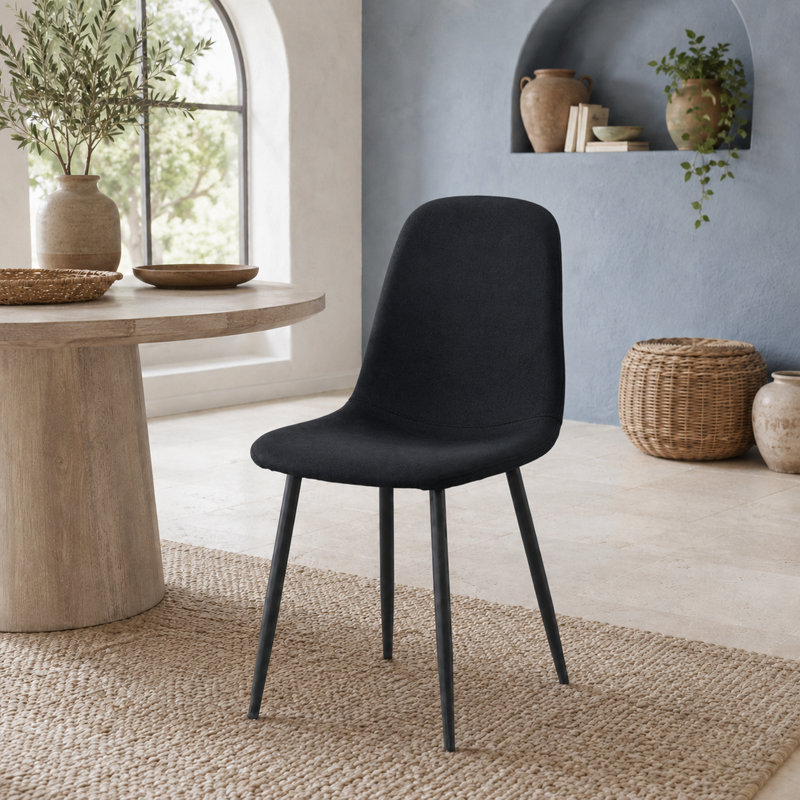Ensemble de 4 chaises de salle à manger à dossier courbé Minimalist Minimalist, Noir, Noir