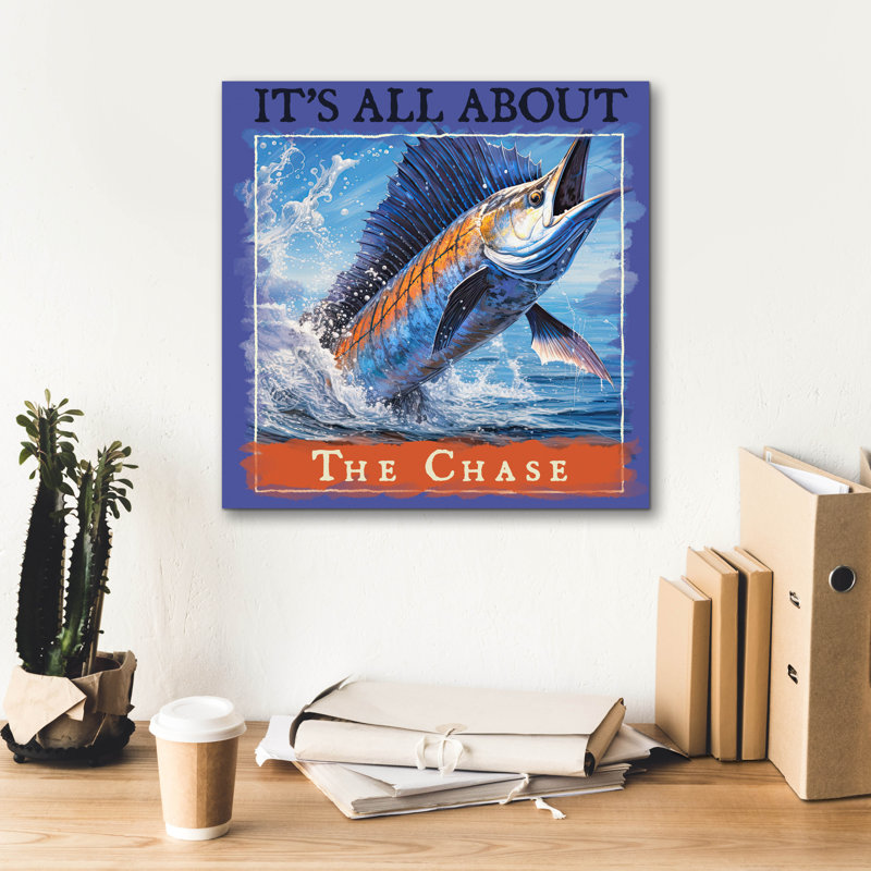  «The Chase» par Jim Baldwin, art mural sur toile, 18 po x 18 po