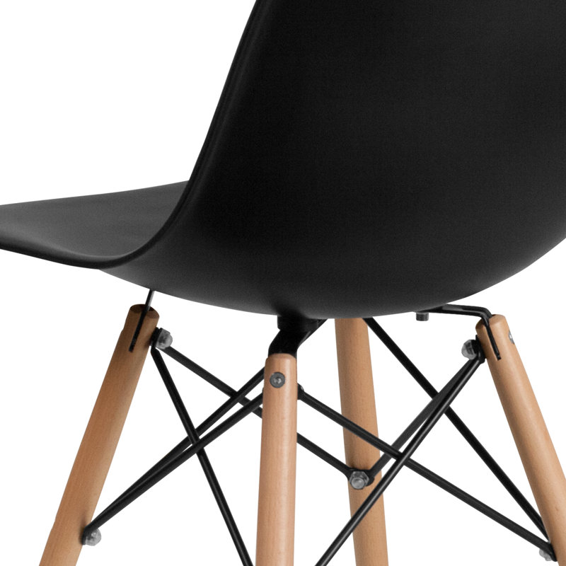 Averna Modern Side Chair with Wood Legs, Black