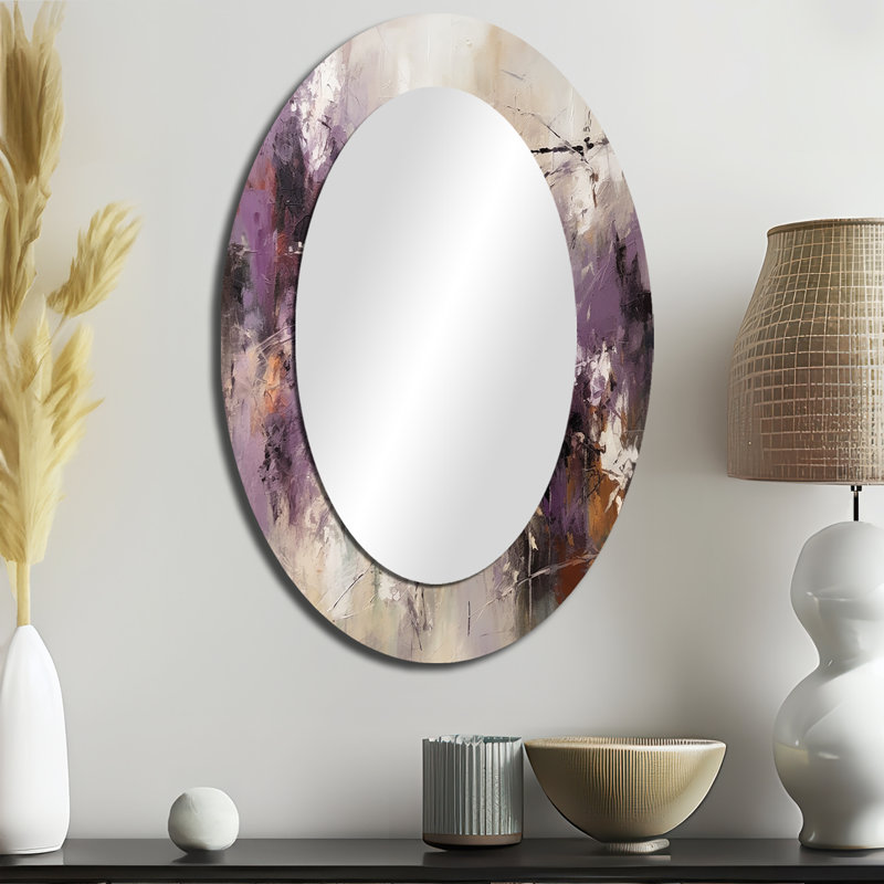 Prassede Modernist Expressions V - décor de miroir mural moderne unique Mid-Century, grand miroir mauve, impression d'art en métal