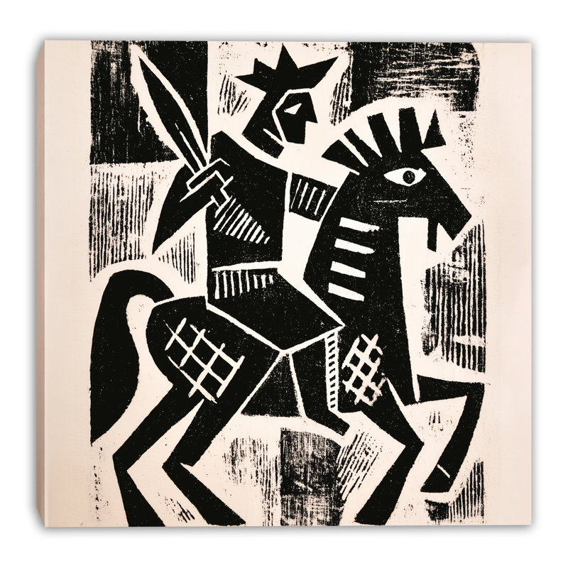 «Rider With Raised Spear», art mural sur toile, L 12 po x H 12 po x P 1 po
