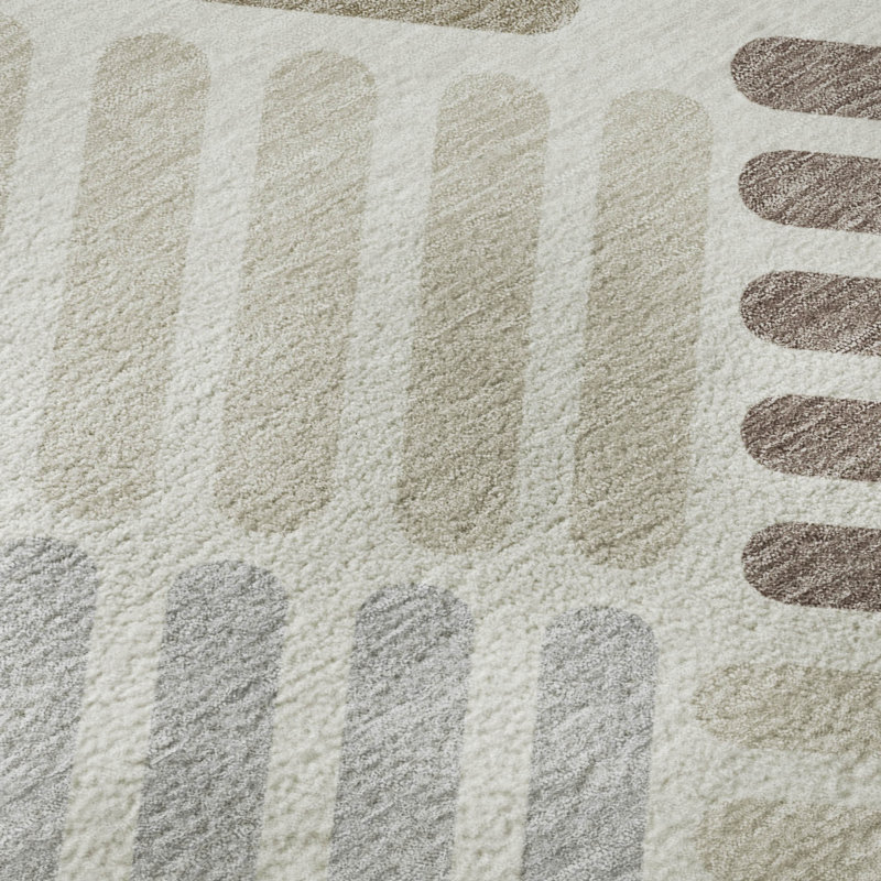 Premium Machine Washable Mayfield AMF2339 Geometric Rug, 2'6" x 3'10", Ivory