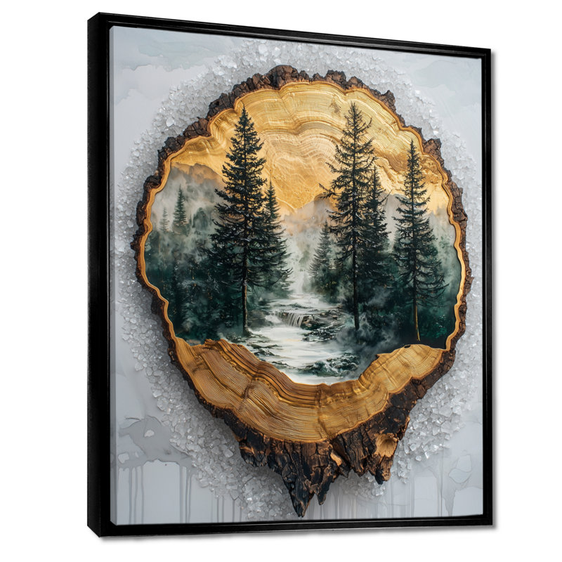 Gerrett - Paysages, art mural, salon, Noir, Reproduction avec cadre flottant, H 20 po x l 12 po