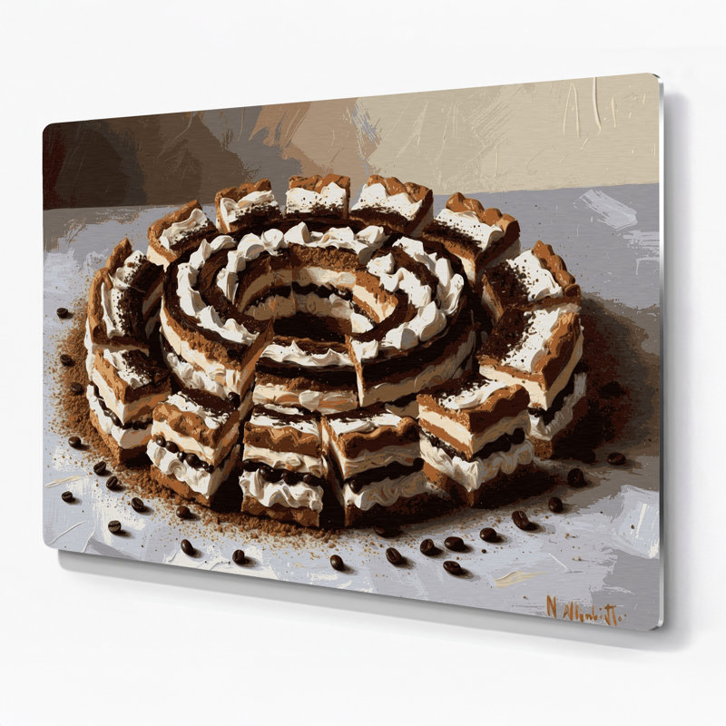 Desserts tiramisu, art mural en métal beige, H 11 po x l 14 po