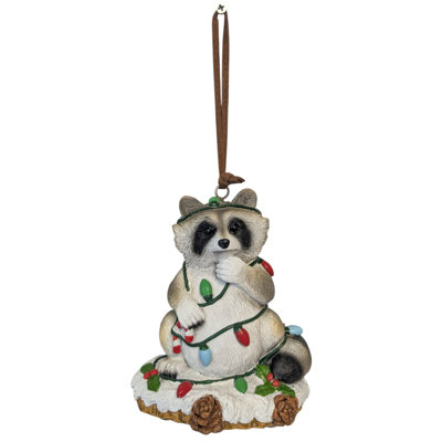 Raccoon with Holiday Lights Ornament