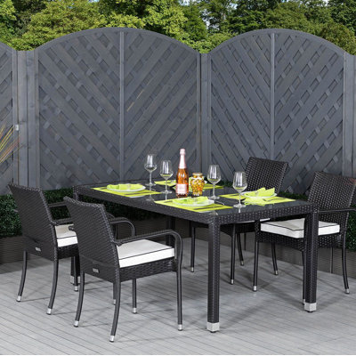 Fisher 4 - Person Patio Dining Set Umbrella Hole Included Rectangular Table with Cushions Included