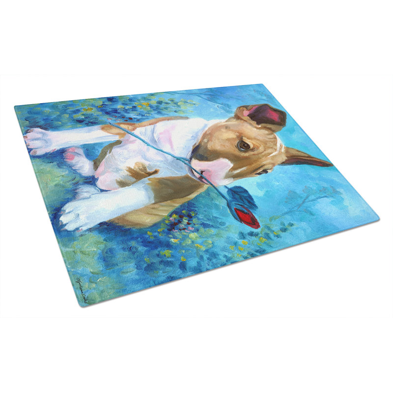 Planche à découper en verre de Winston porter bull terrier rose pour maman