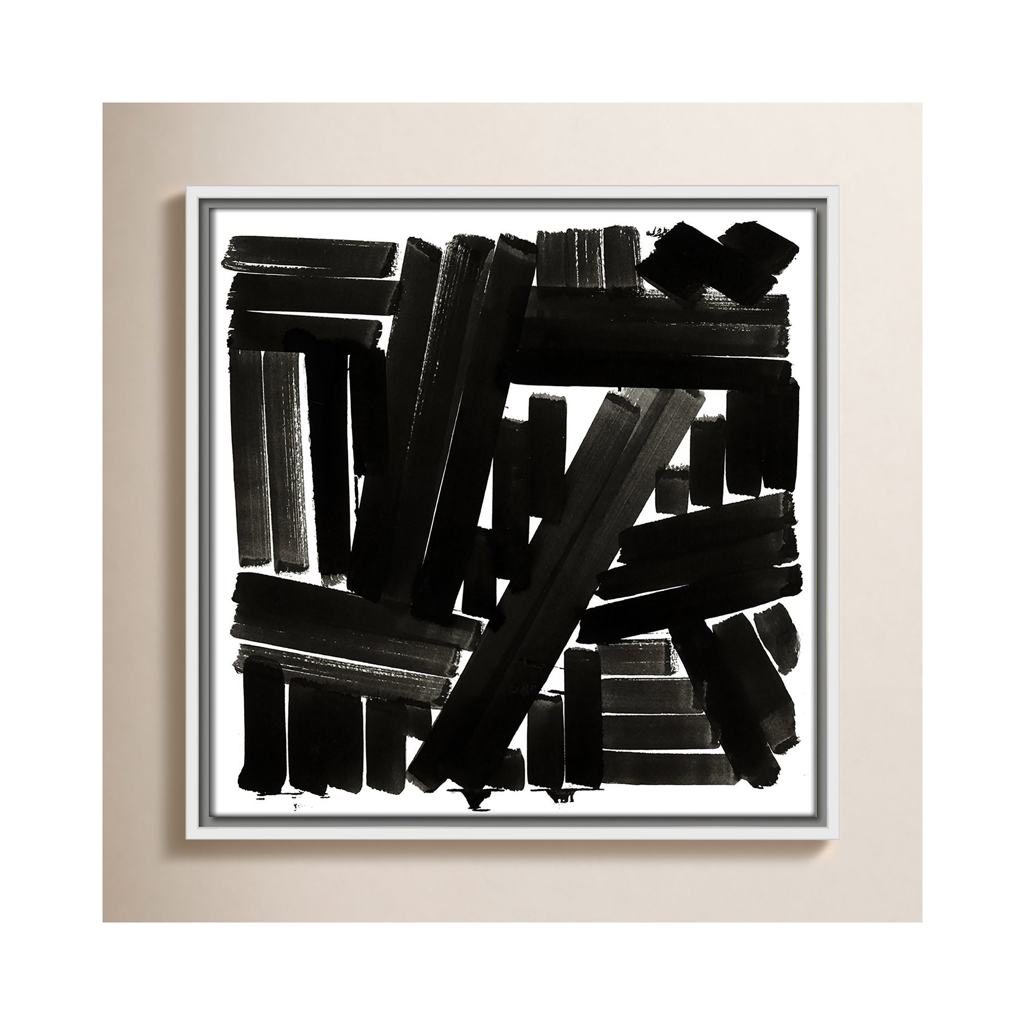 Shape of Song I by Cartissi - Floater Frame Painting on Canvas, White Framed, 17.5" H x 17.5" W x 2" D
