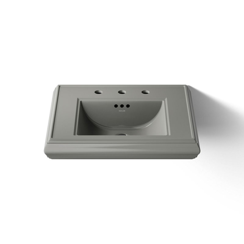 Memoirs  Pedestal Tall Bathroom Sink with Overflow, Thunder Gray, 8" Centers