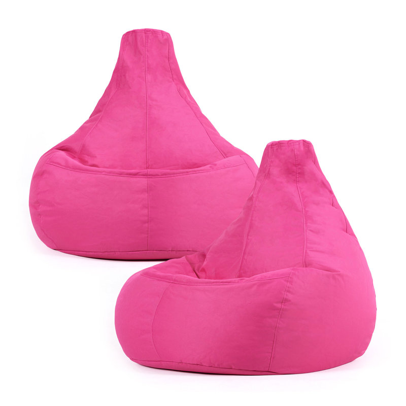 Bean Bag Bazaar Dalton Water-Resistant High Back Recliner Bean Bag, Pink