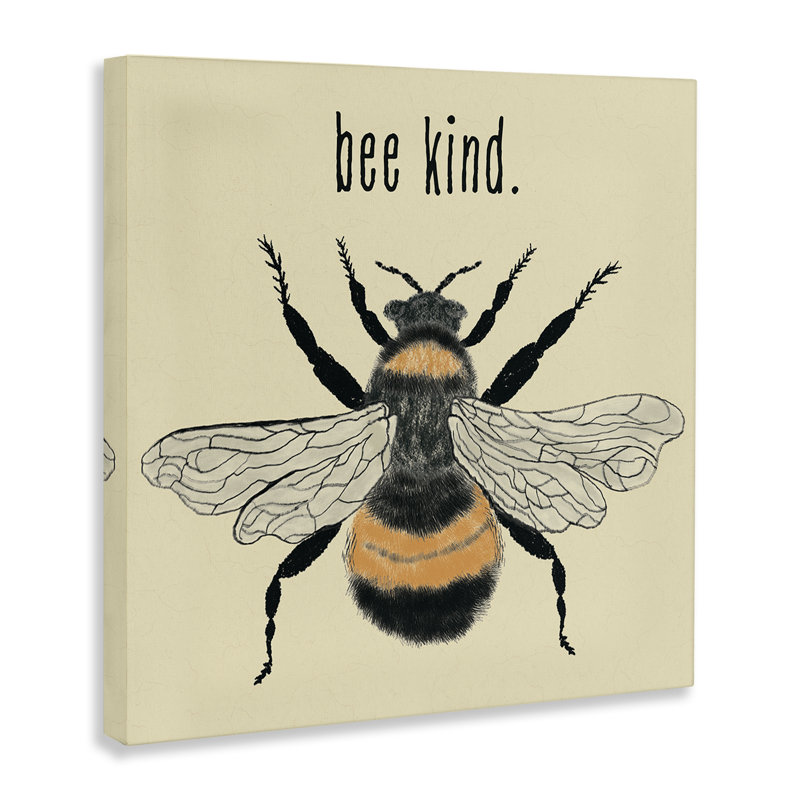 Bee Kind Detailed Bumble Canvas Wall Art by Carrie Cantwell bp-968_CN, H 36 po x l 36 po