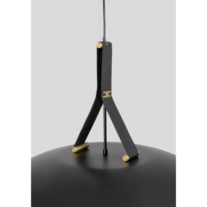 Volo 36" LED Pendant, Black, Dark Stained Walnut Disc, 3500K