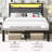 Metal Bed Frames with Charging Station, LED Lights, Upholstered Headboard with 2-Tier Storage Shelves, Metal Platform Bed Frame with Slats, No Box Spring Nedded, Noise-Free, Gray-2091998865-2105525321