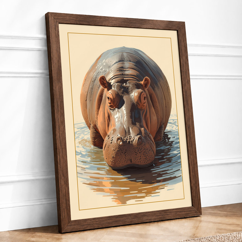 Hippopotamus Rising Modern - Framed Print, Walnut, A1 - 84.1 x 59.4 cm