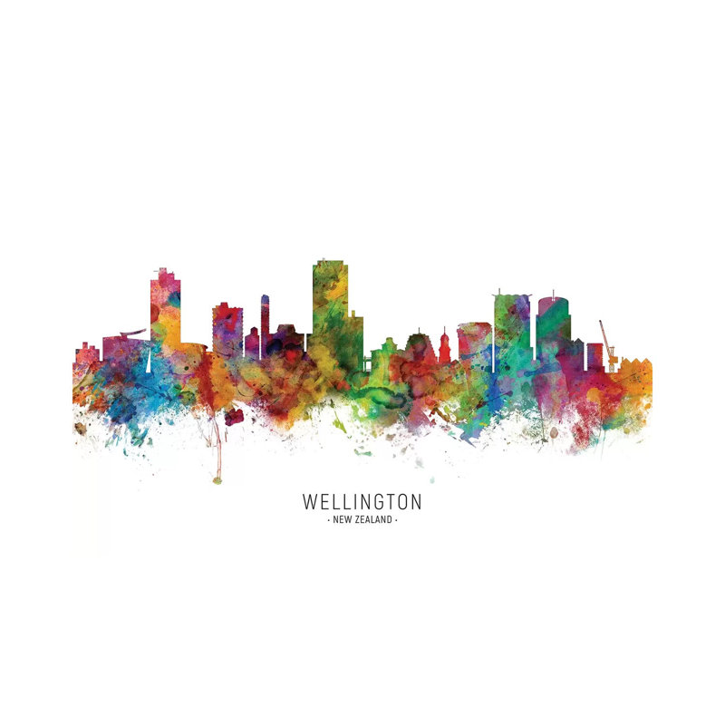 «Wellington New Zealand Skyline» par Michael Tompsett, impression sur toile tendue, H 8 po x l 12 po x P 0,75 po