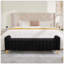 63.4"W Modern Upholstered End of Bed Bench, Wave Channel Tufted Flip-Top Storage Accent Window Footrest Stool with Armrests & Solid Wood Legs-510190238
