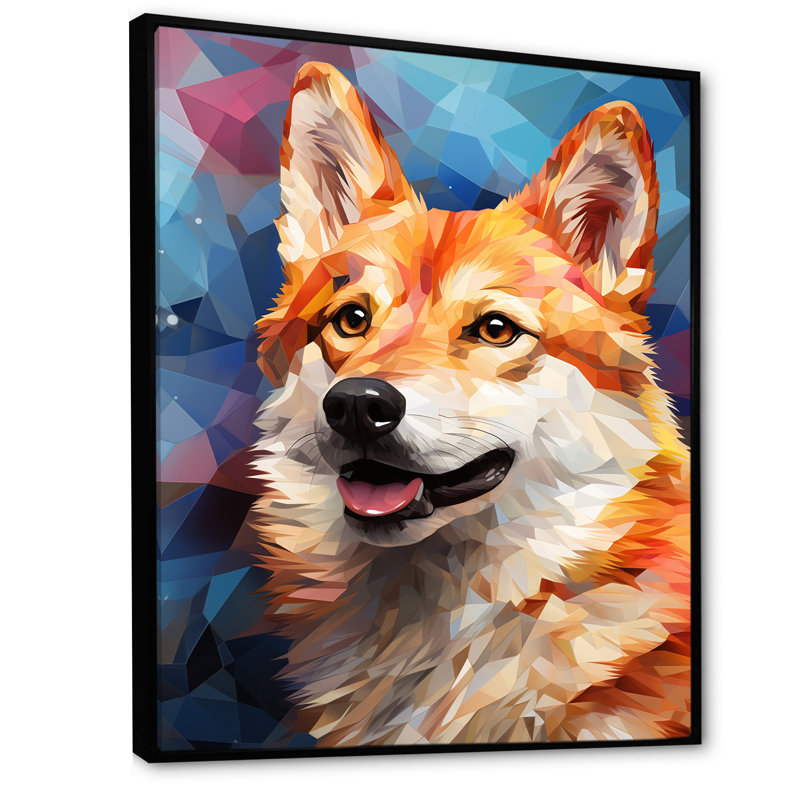 Popart Shiba Inu Spirit I, Cadre flottant noir, H 40 po x l 30 po